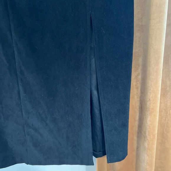 Vintage 90’s VICTORIA STEPHENS Black Suede Velvet dress with slit - Picture 8 of 10